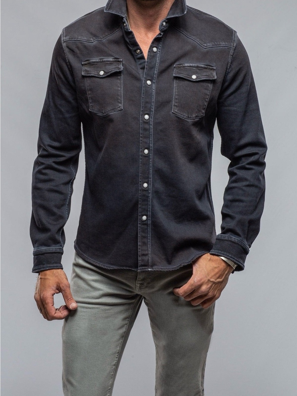 Levi’s Men's Black Denim Western Pearl Snap Shirt - M